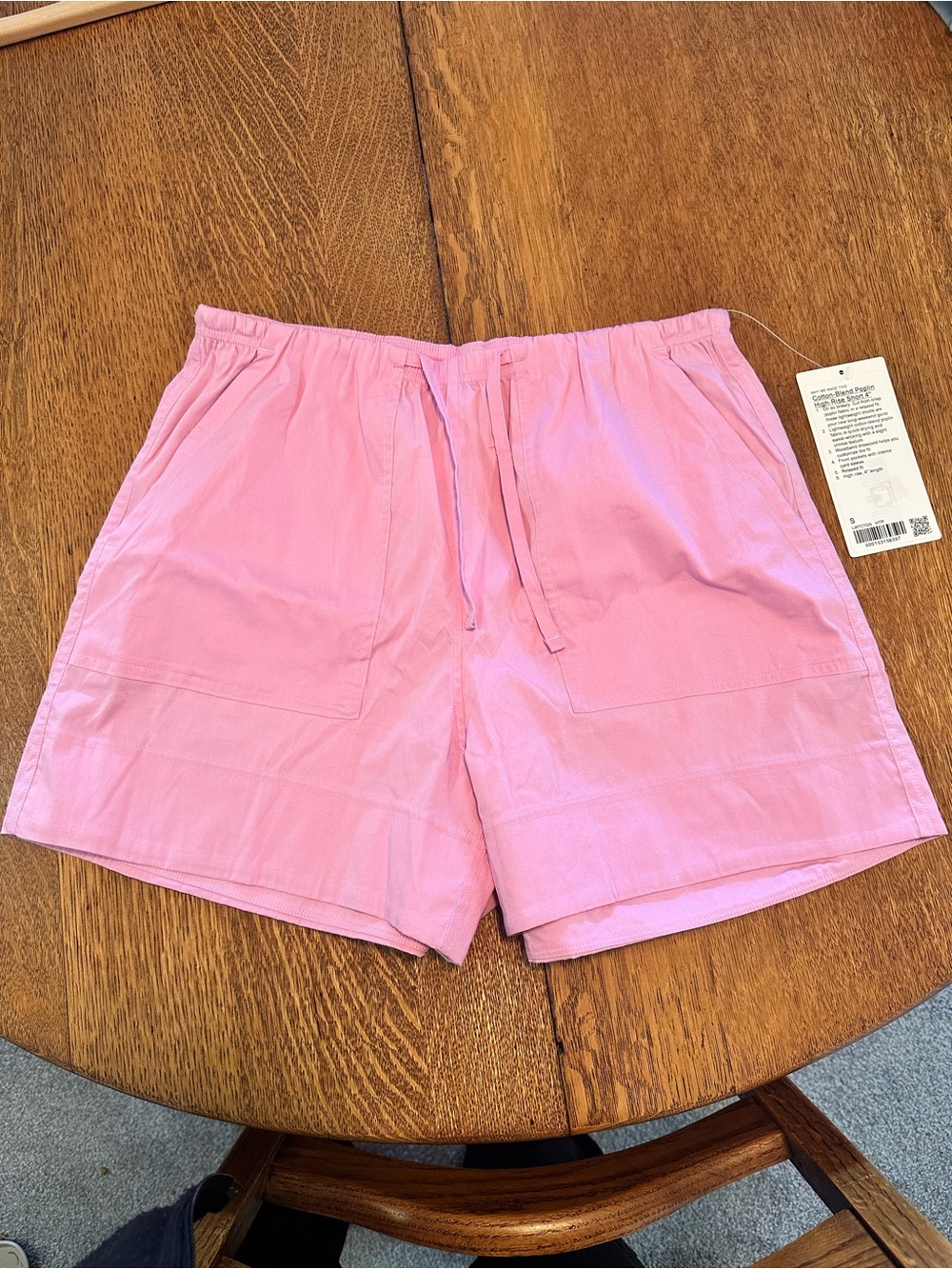 Lululemon Women’s Pink Cotton-blend Polplin high rise short 4”